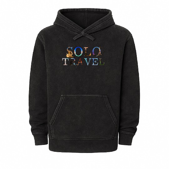 in love with solo travel, in all seasons Mineral Wash Hoodies