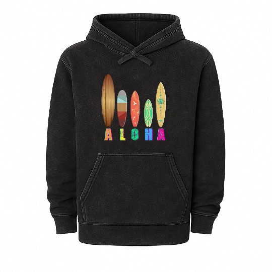 ALOHA Hawaii surfing - Feel the Aloha spirit Mineral Wash Hoodies