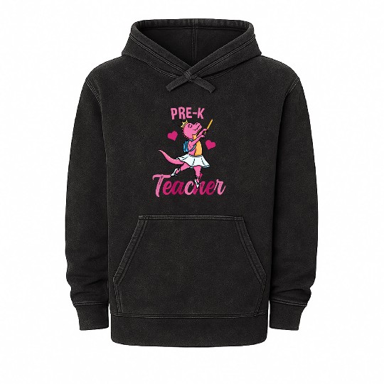 Pre-K Teacher Ballet Back To School Girls Mineral Wash Hoodies