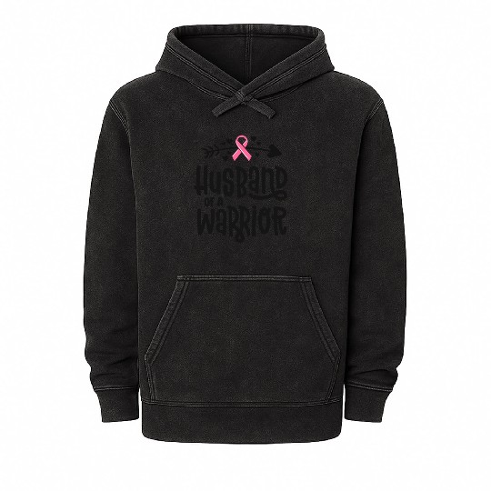 Husband Of A Warrior Breast Cancer Awareness Mineral Wash Hoodies