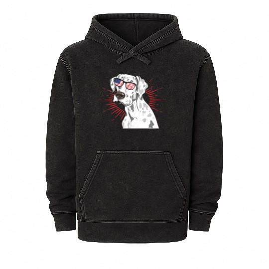 Dalmatian Dog Lover 4th of July Mineral Wash Hoodies