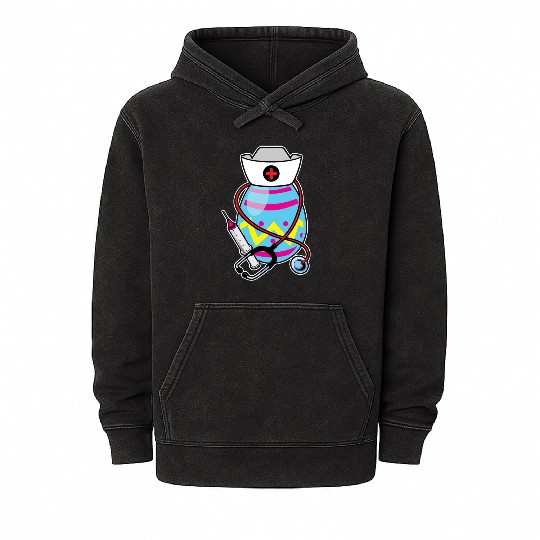 Funny Easter Egg Nurse Stethoscope Syringe RN Mineral Wash Hoodies