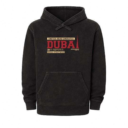 Burj Khalifa Downtown Dubai United Arab Emirates Mineral Wash Hoodies