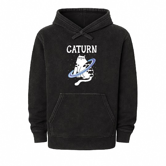 Caturn Cat Owner Saturn Astronomer Astronomy Mineral Wash Hoodies