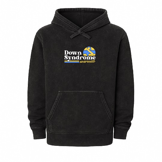 Down Syndrome Awareness Retro Sunset Yellow Blue Mineral Wash Hoodies