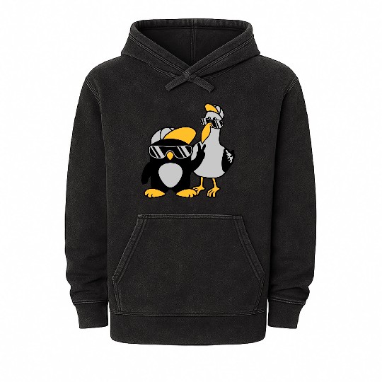 Seagull penguin 2 friends Mineral Wash Hoodies
