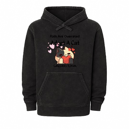 kids are overrated adopt a cat Mineral Wash Hoodies
