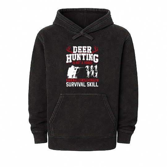 Buck Deer Hunting Hunter Zombie Mineral Wash Hoodies