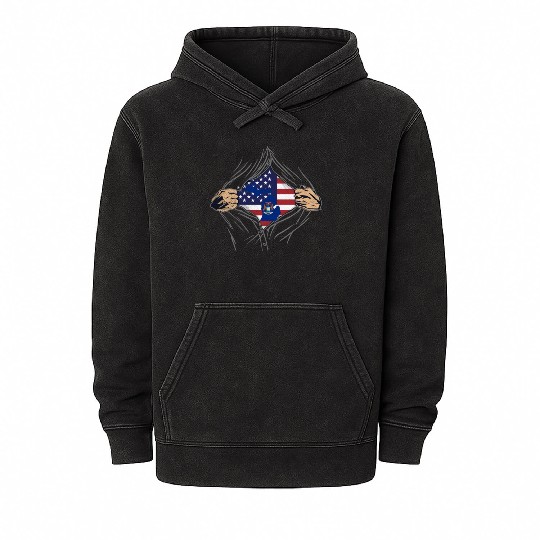 Rip Reveal America State Flag Michigan Mineral Wash Hoodies
