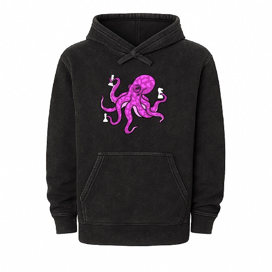 Octopus Playing Chess for Octopus Lover Mineral Wash Hoodies