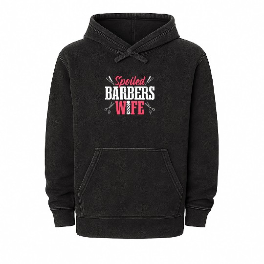 Barbershop Hairdresser Spoiled Barbers Wife Mineral Wash Hoodies
