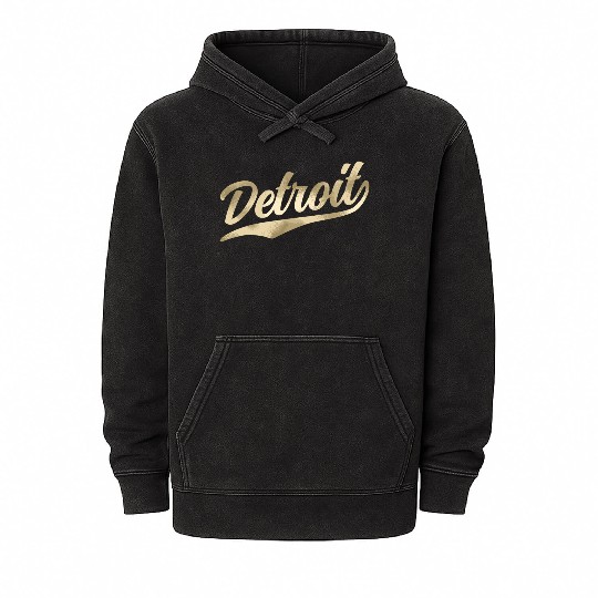 Detroit Michigan Cool Retro 1970S Vintage Mineral Wash Hoodies