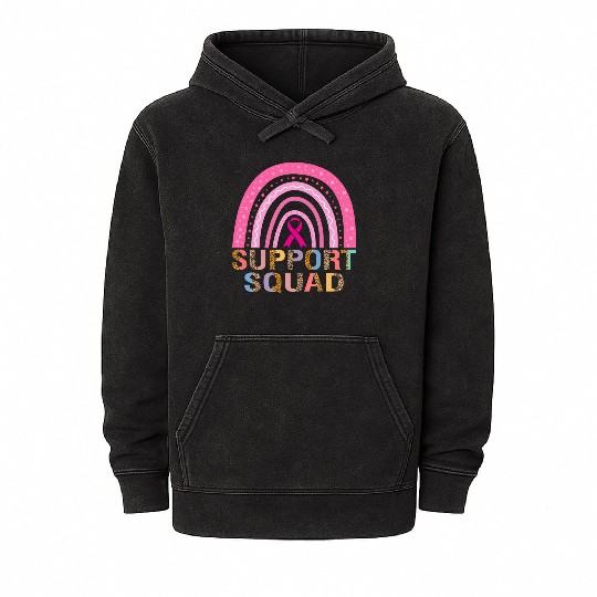 Support Squad Leopard Pink Warrior Breast Cancer Mineral Wash Hoodies