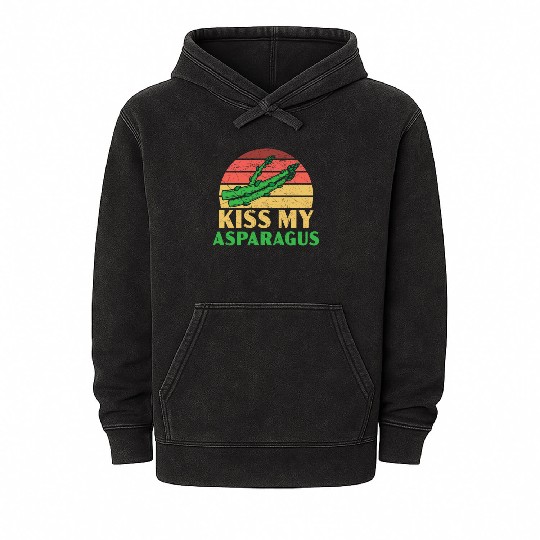 Kiss My Asparagus Lover Vegan Vegetable Vegetarian Mineral Wash Hoodies