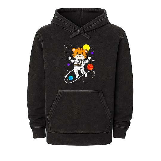 Tiger in Space for Space Lover Mineral Wash Hoodies