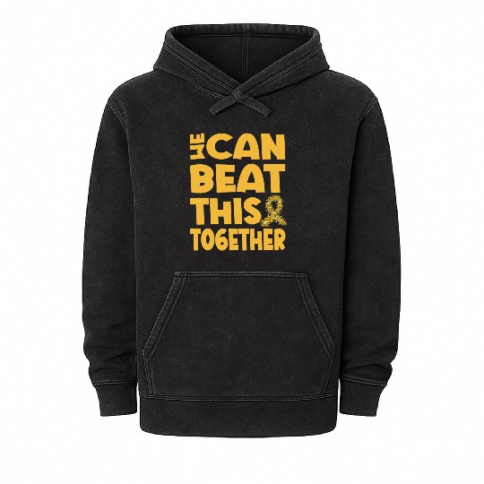We Can Beat This Childhood Cancer Awareness Mineral Wash Hoodies