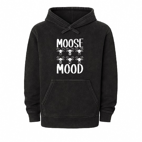 Moose Mood Wildlife Animal Alces Elk Deer Mineral Wash Hoodies