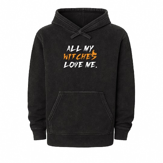 All My Witches Love Me Hocus Pocus Mineral Wash Hoodies