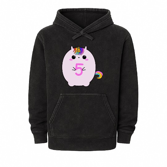 unicorn 5th birthday for girls Mineral Wash Hoodies