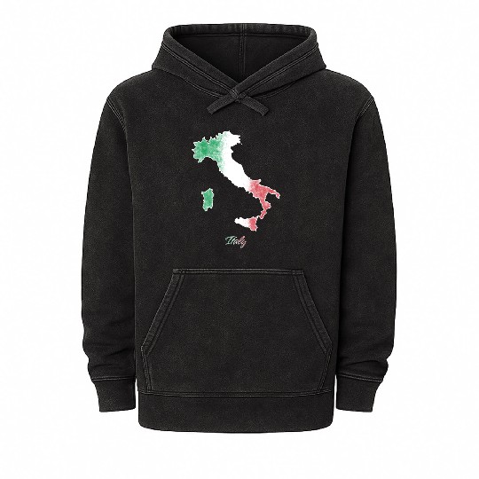 Stylized Italy Map Mineral Wash Hoodies