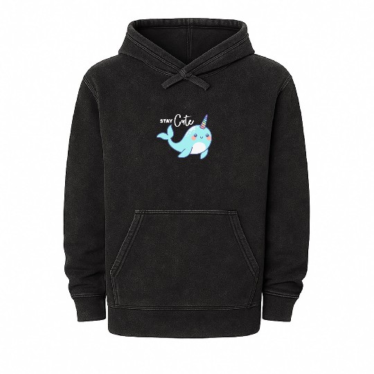 Stay Cute, Narwhal Mineral Wash Hoodies
