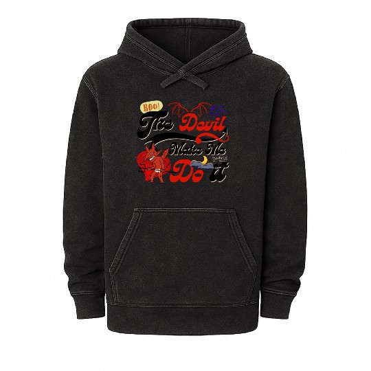 Devil Make Me Do it the Evil toon funny Halloween. Mineral Wash Hoodies