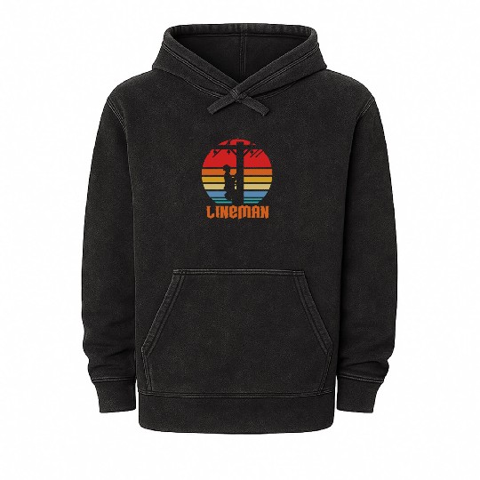 Lineman Retro Vintage Mineral Wash Hoodies