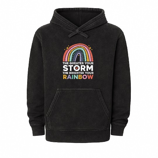 The Greater Your Storm The Brighter Your Rainbow Mineral Wash Hoodies