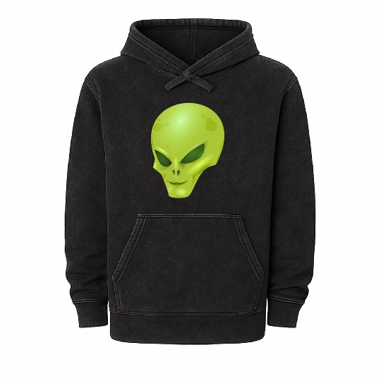 alien , green, skull Mineral Wash Hoodies