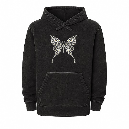 Cute Daisy Butterfly Women Gardening Flower Mineral Wash Hoodies