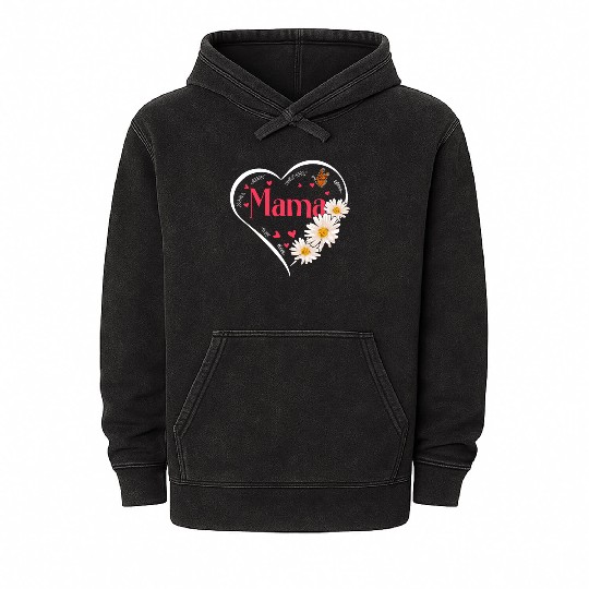 Mama Daisy Flower Heart Women Mineral Wash Hoodies