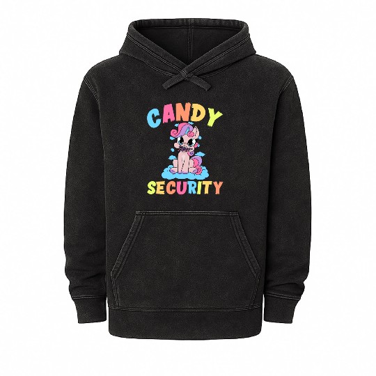 Candy Security Funny Easy Unicorn Halloween Costum Mineral Wash Hoodies