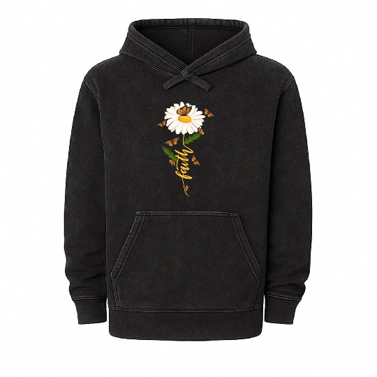 Faith Daisy Christian Gardener Wildflower Mineral Wash Hoodies