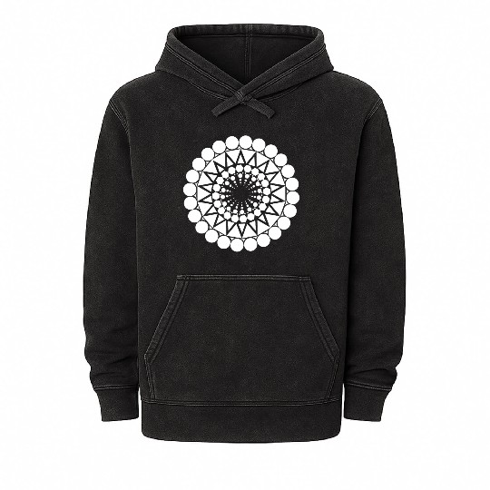 Geometric Triangle Mandala Round Pattern Shape Mineral Wash Hoodies