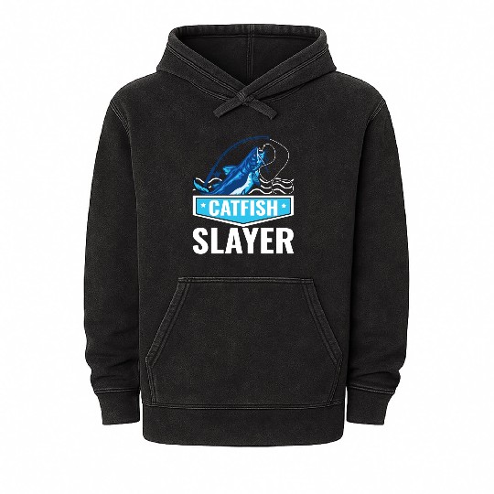 Catfish Slayer - Wels Catfish Hunter Mineral Wash Hoodies