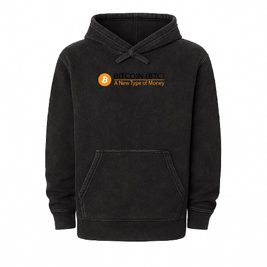 Bitcoin Logo Wear Mineral Wash Hoodies