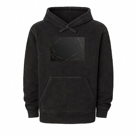 Luxury Black Gold Geometric Polygon Mineral Wash Hoodies