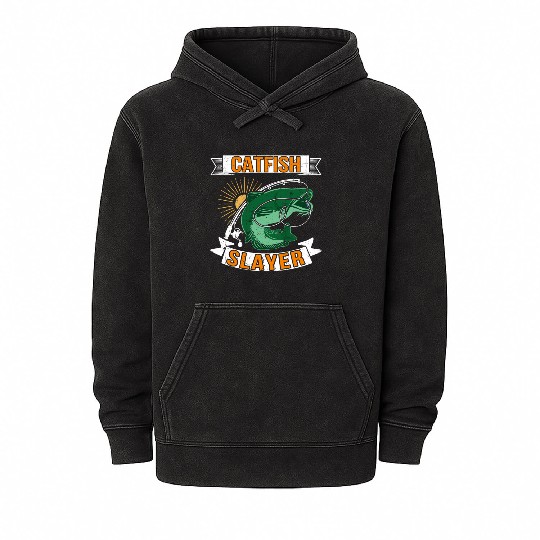 Catfish Slayer - Wels Catfish Hunter Mineral Wash Hoodies