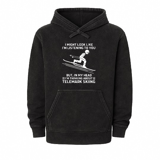 In My Head Telemark Skiing Mineral Wash Hoodies