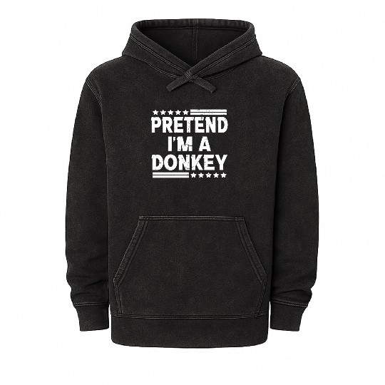 Pretend I'm A Donkey Easy Lazy Halloween Costume Mineral Wash Hoodies