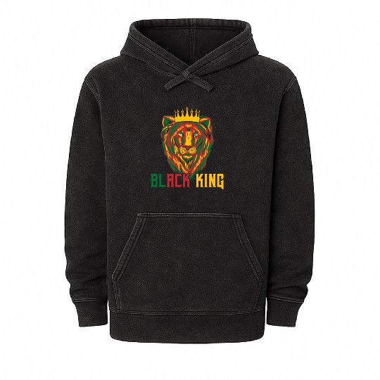 African American Lion Mineral Wash Hoodies