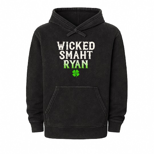 Wicked Smaht Ryan Clan Boston Irish Slang Mineral Wash Hoodies