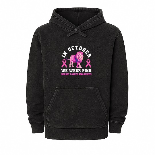 In October We Wear Pink Breast Cancer Awareness Mineral Wash Hoodies