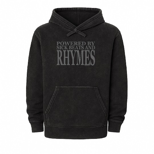 Powered by sick Beats and Rhymes Hip Hop Rap MC Be Mineral Wash Hoodies