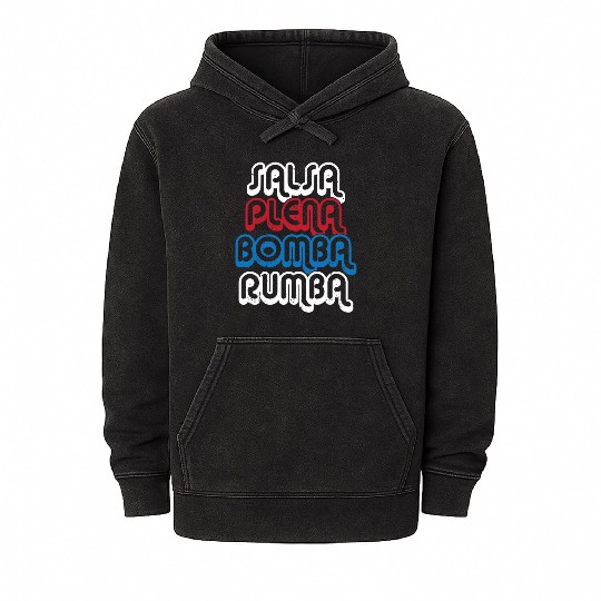 Puerto Rico Dance Salsa Plena Bomba Rumba Mineral Wash Hoodies