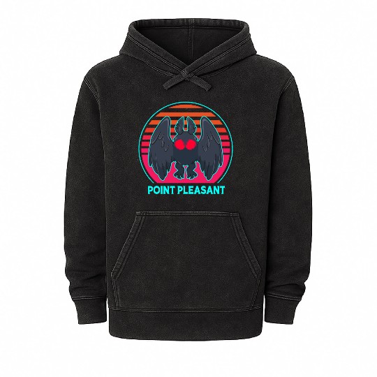 Cryptozoology Folklore Mothman Point Pleasant Mineral Wash Hoodies