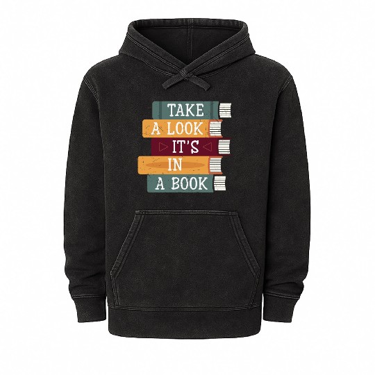Take A Look It's A Book Retro Rainbow Reading Mineral Wash Hoodies