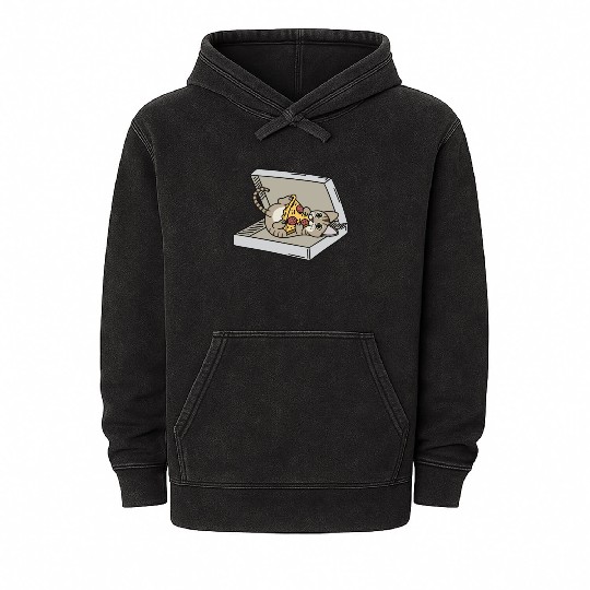 Devon Rex Cat Pizza Lover Mineral Wash Hoodies