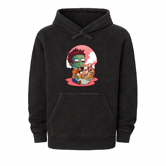 Halloween Zombie Ramen Japanese Food Lover Kawaii Mineral Wash Hoodies