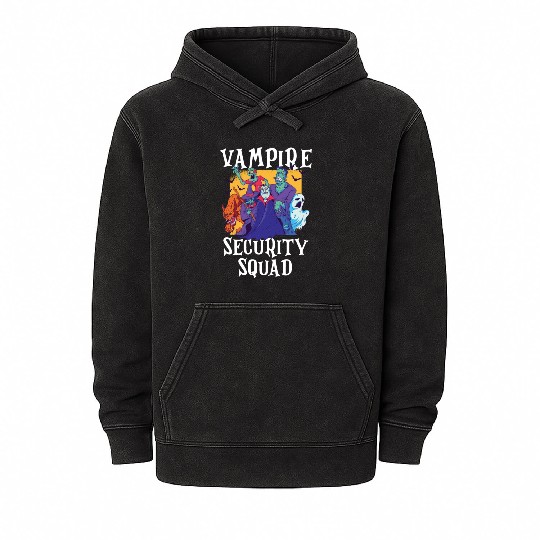 Vampire Security Squad Funny Easy Halloween Costum Mineral Wash Hoodies